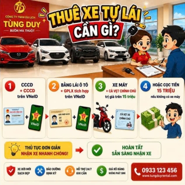 THUÊ XE TỰ LÁI TẠI CÔNG TY DU LỊCH TÙNG DUY CẦN CÓ NHỮNG LOẠI GIẤY TỜ GÌ?
